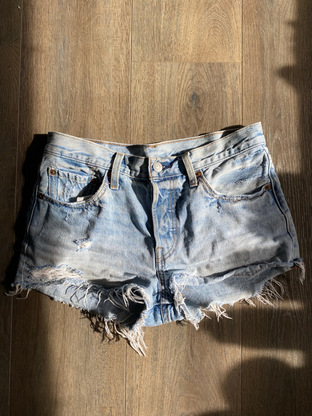 Levi’s 501 Light Wash Distressed Denim Shorts - Women